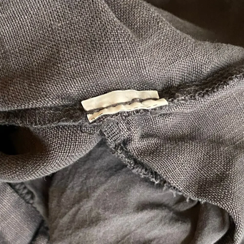 Zara Cotton Blend? Linen? Wide Leg Trouser Pant Womens S Grey Lightweight Casual